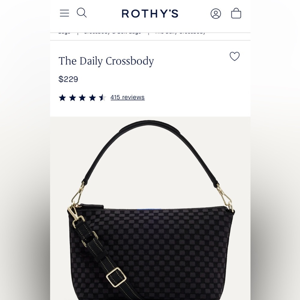 Rothy’s -The Daily Crossbody. 3 months old.    Perfect condition!